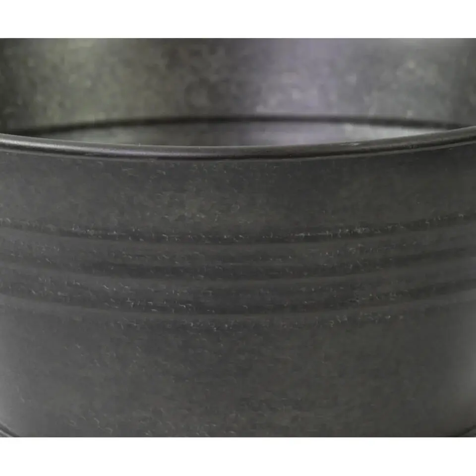 Mega Collections Teil Bloempot/plantenpot - zink - zwart - D23 cm