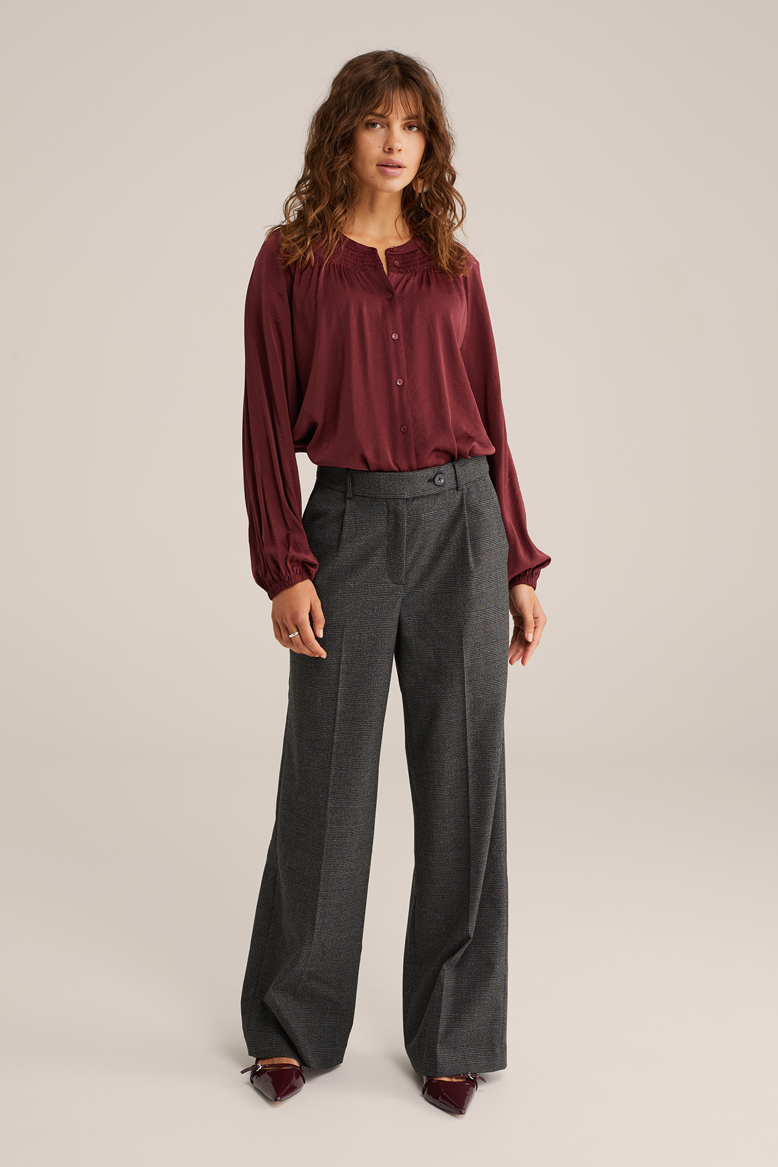 Dames wide leg pantalon met ruit