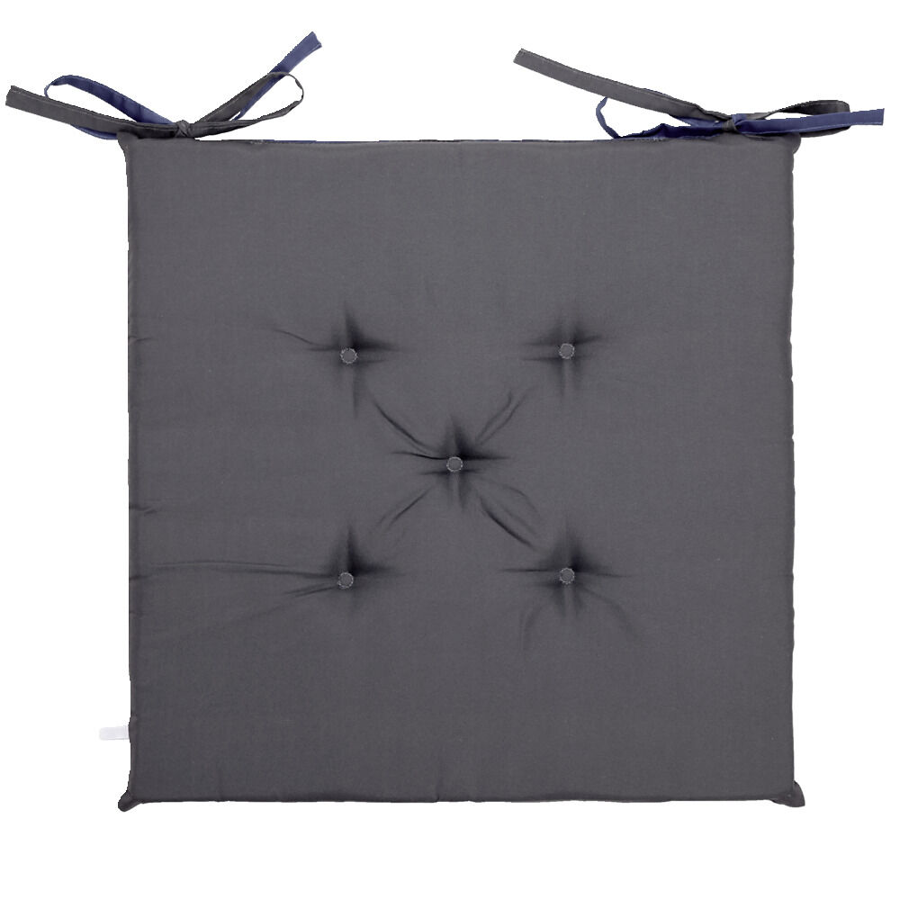 Galette de chaise carrée 40x40cm réversible bleue et grise