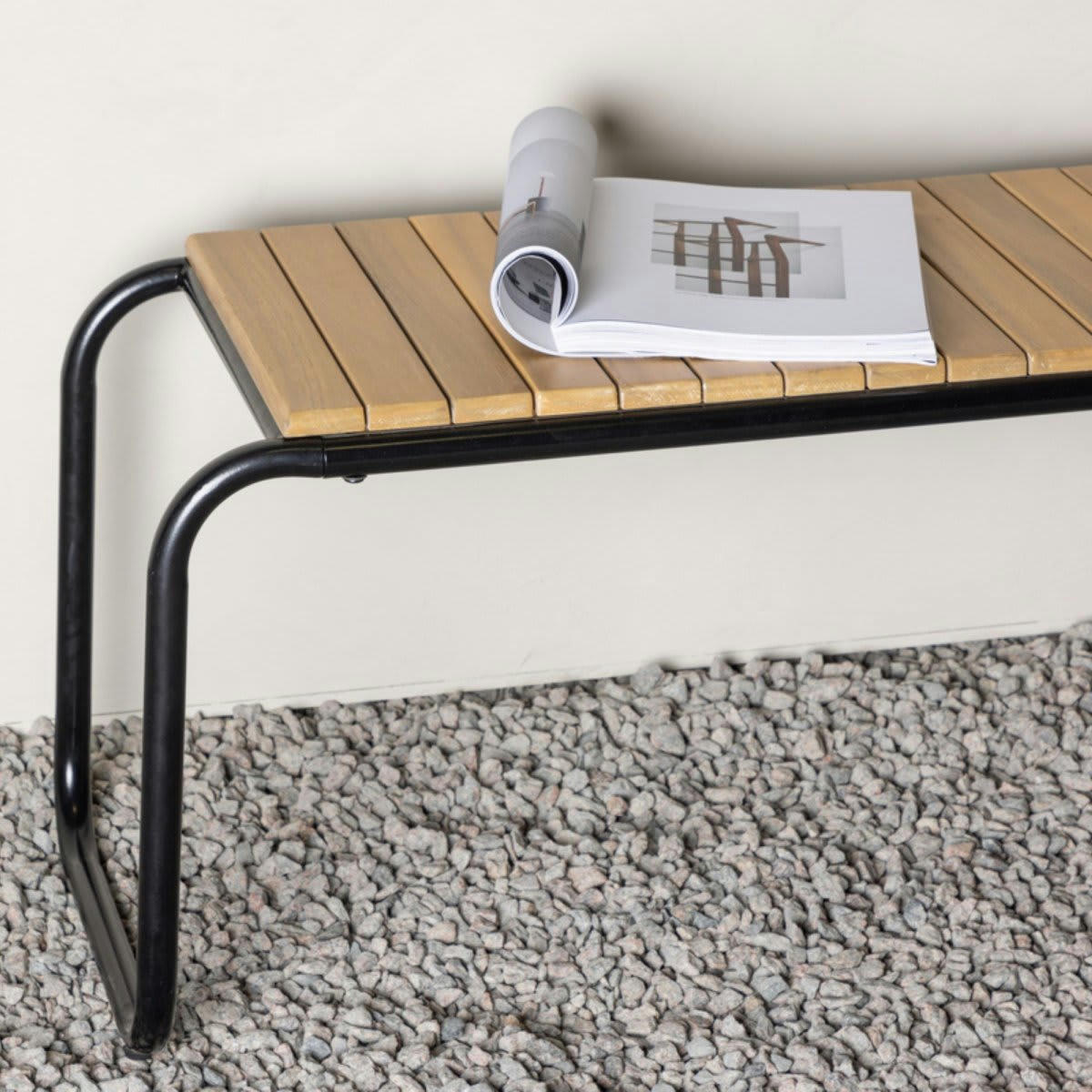 SHERLOCK - Banc d'extérieur en bois clair et métal