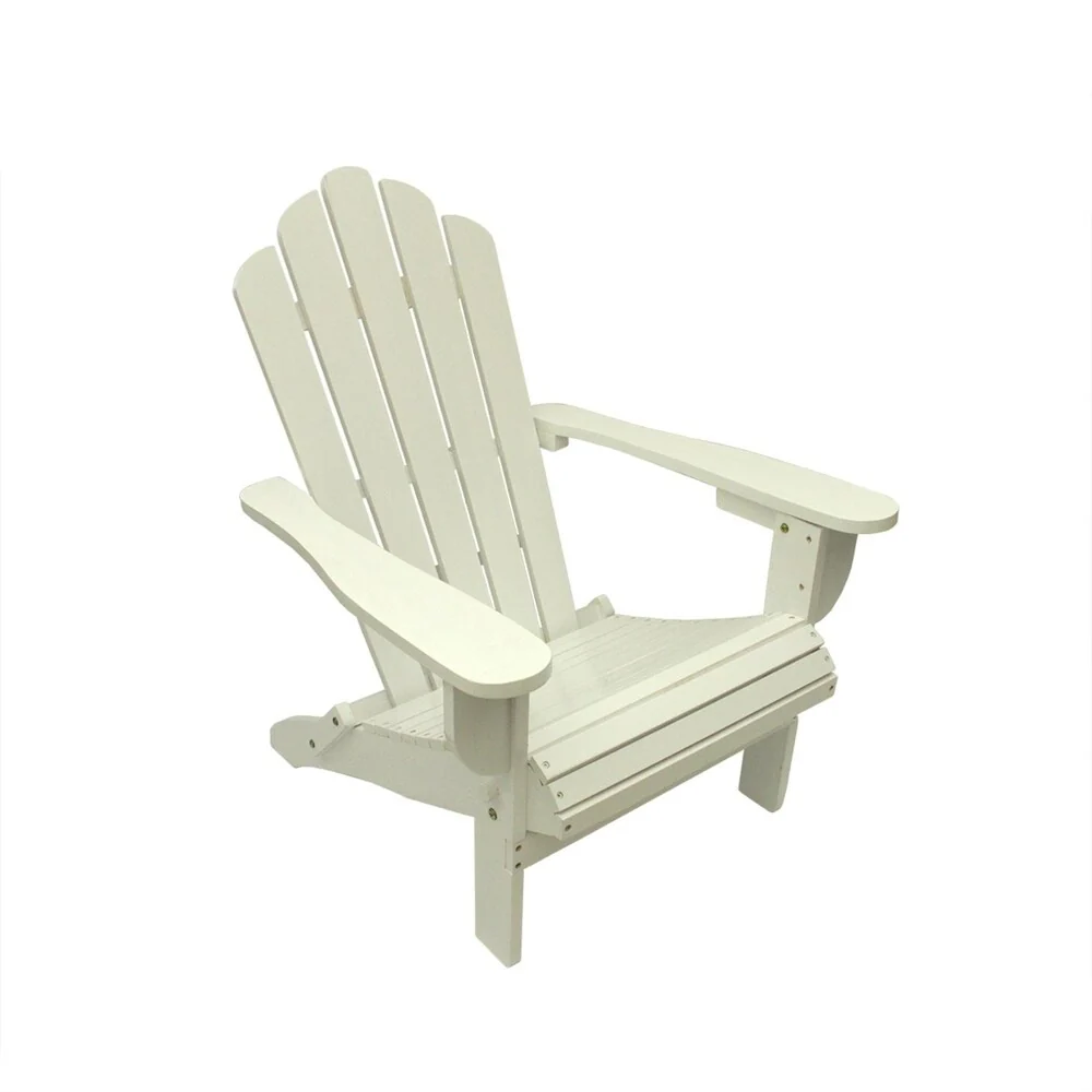 37.5 White Wood Folding Outdoor Patio Adirondack Chair