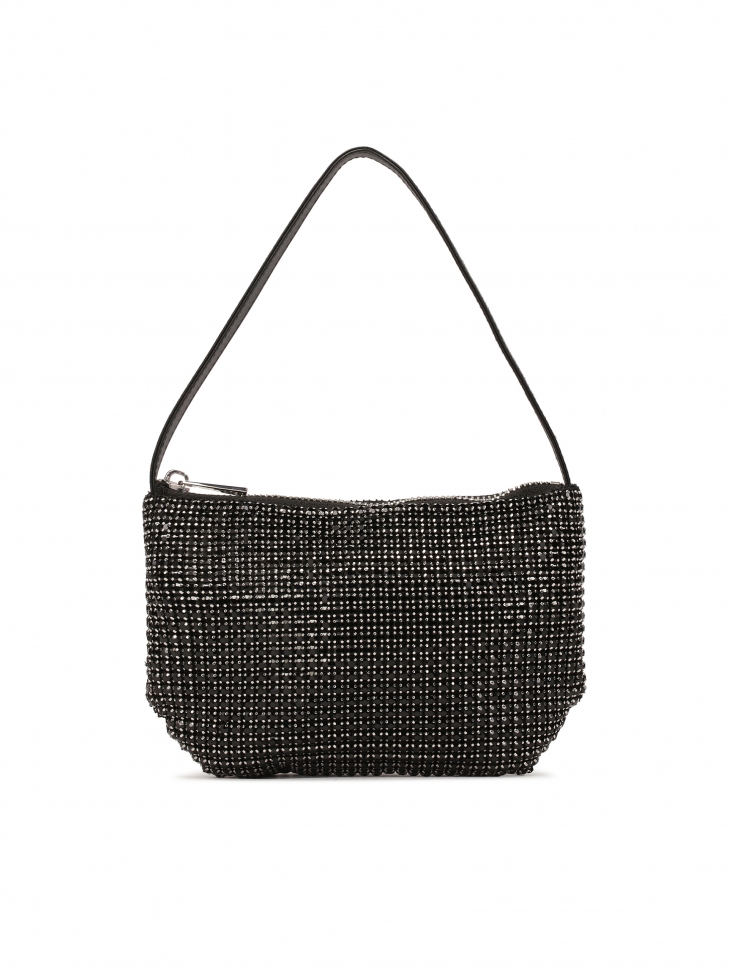 Shiny small handbag in black color