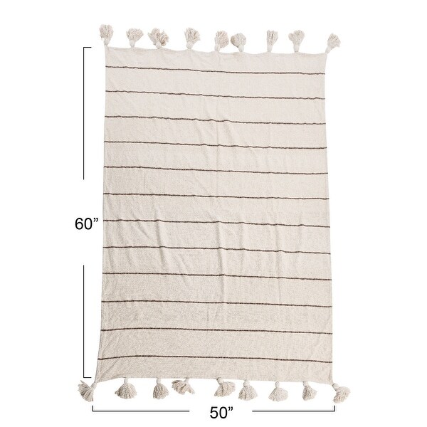 Striped Cotton Throw Blanket with Tassels