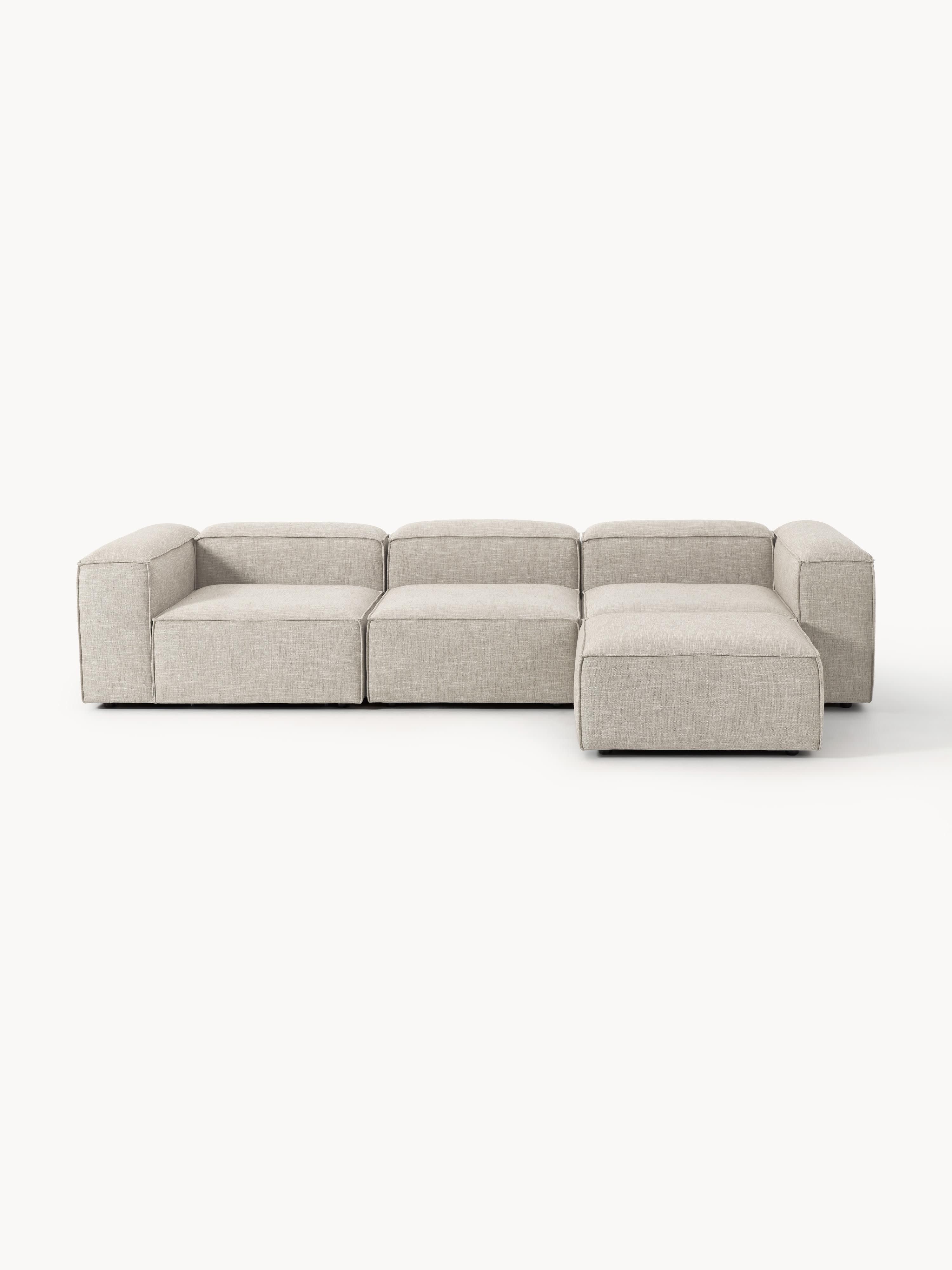 Modulares Sofa Lennon (4-Sitzer) aus Leinen-Mix mit Hocker (links/rechts)