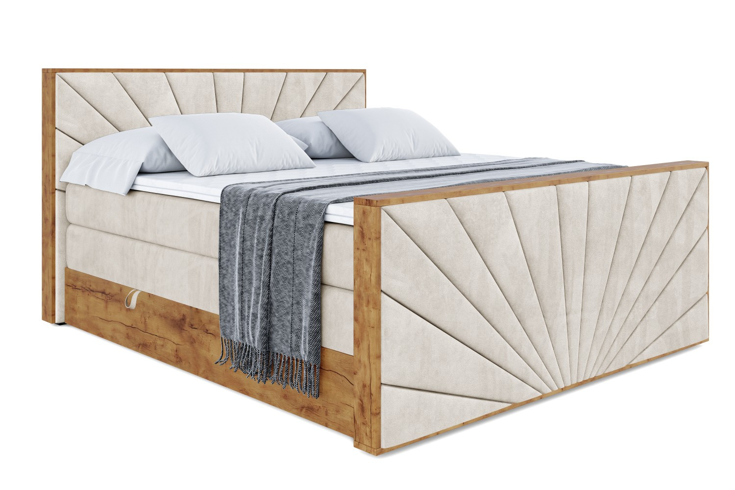 Łóżko kontynentalne z pojemnikiem i materacem H3|H4 LOLLI6-Z KING 120x200cm