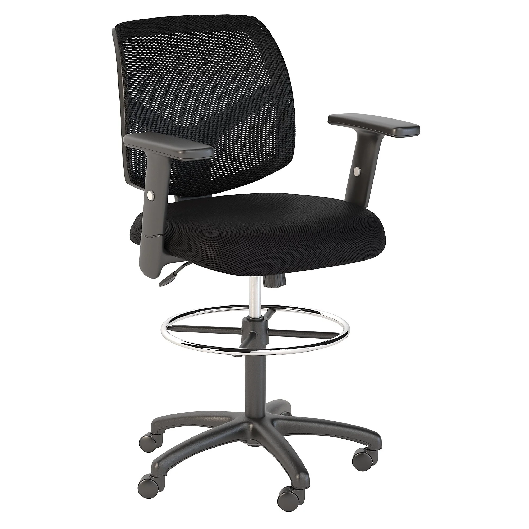 Bush Business Petite Mesh Back Drafting Chair with Chrome Foot Ring