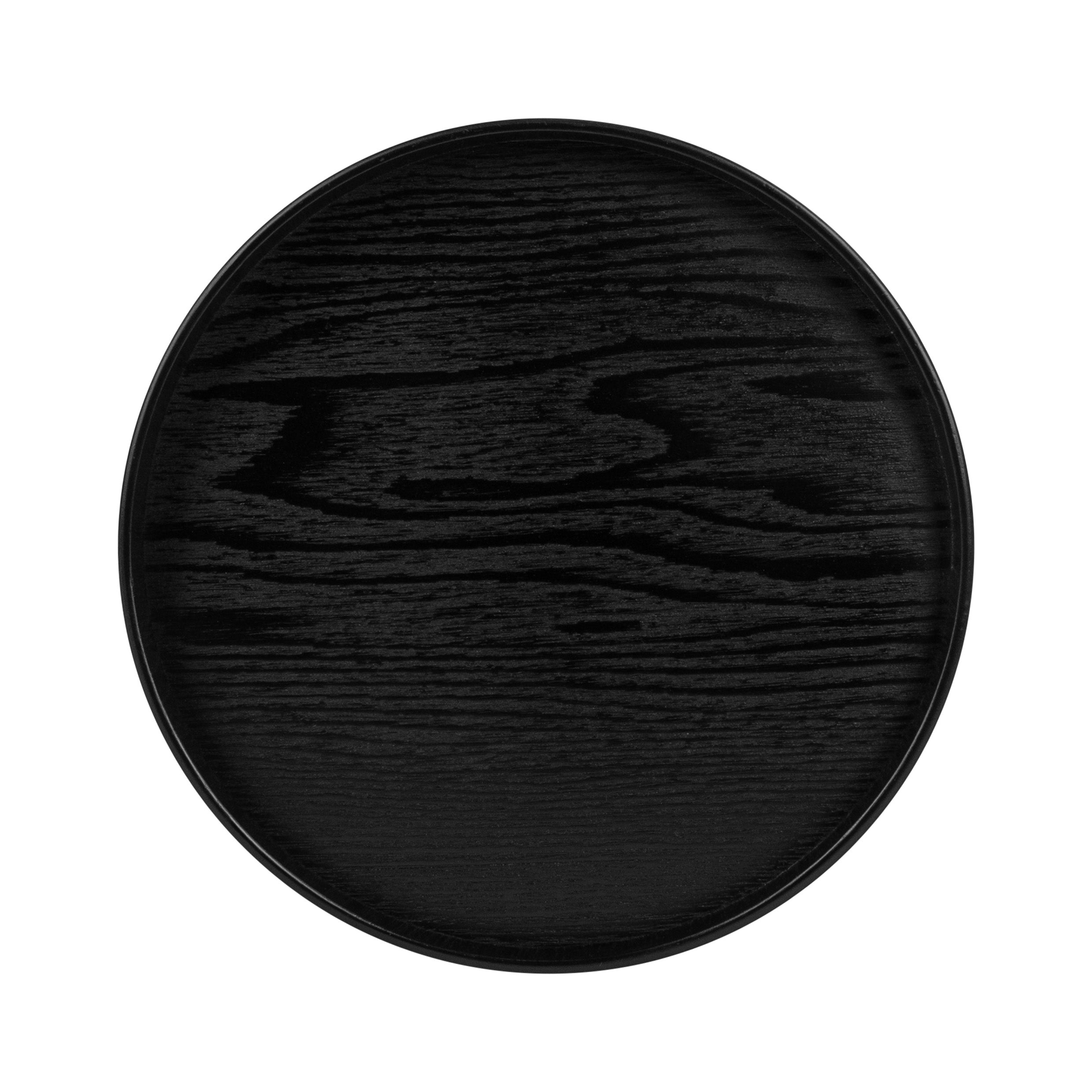 QUVIO Houten dienblad rond - Maat XL - Diameter 33 cm - Zwart