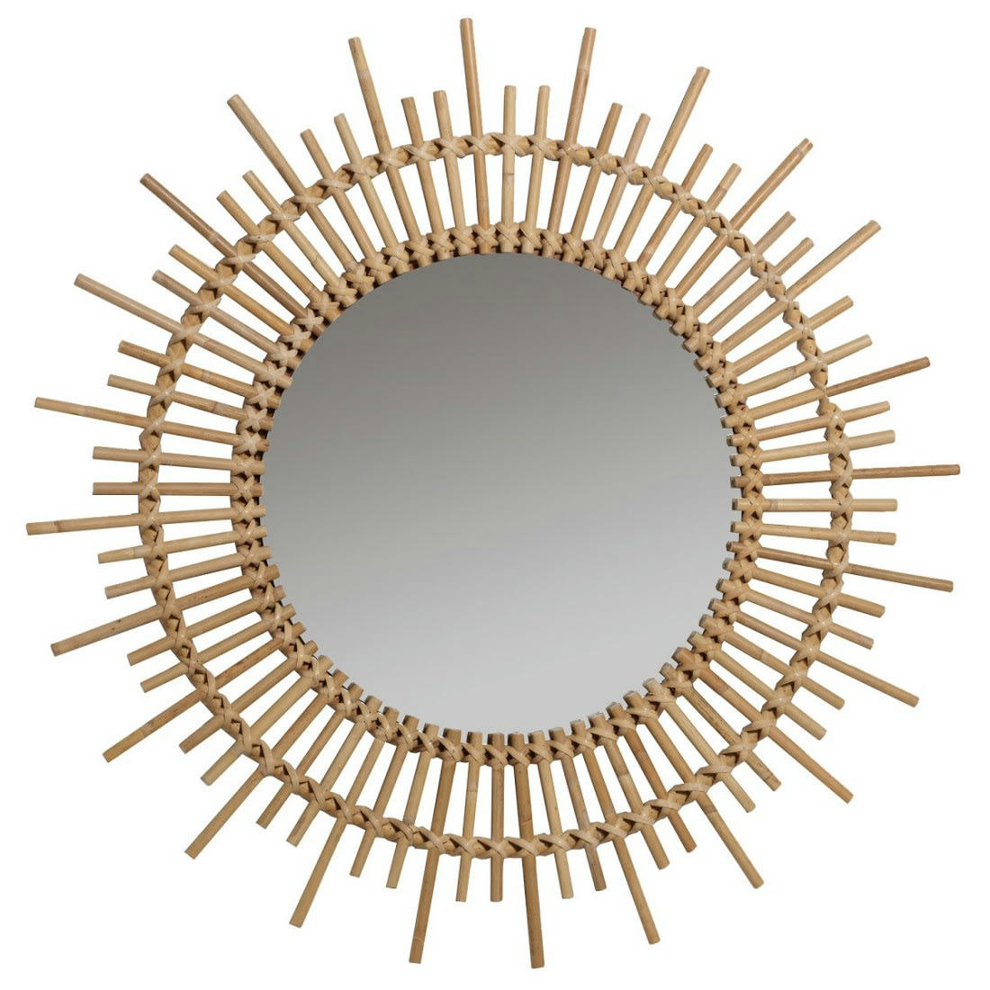 PLANETE - Miroir en rotin vintage D80