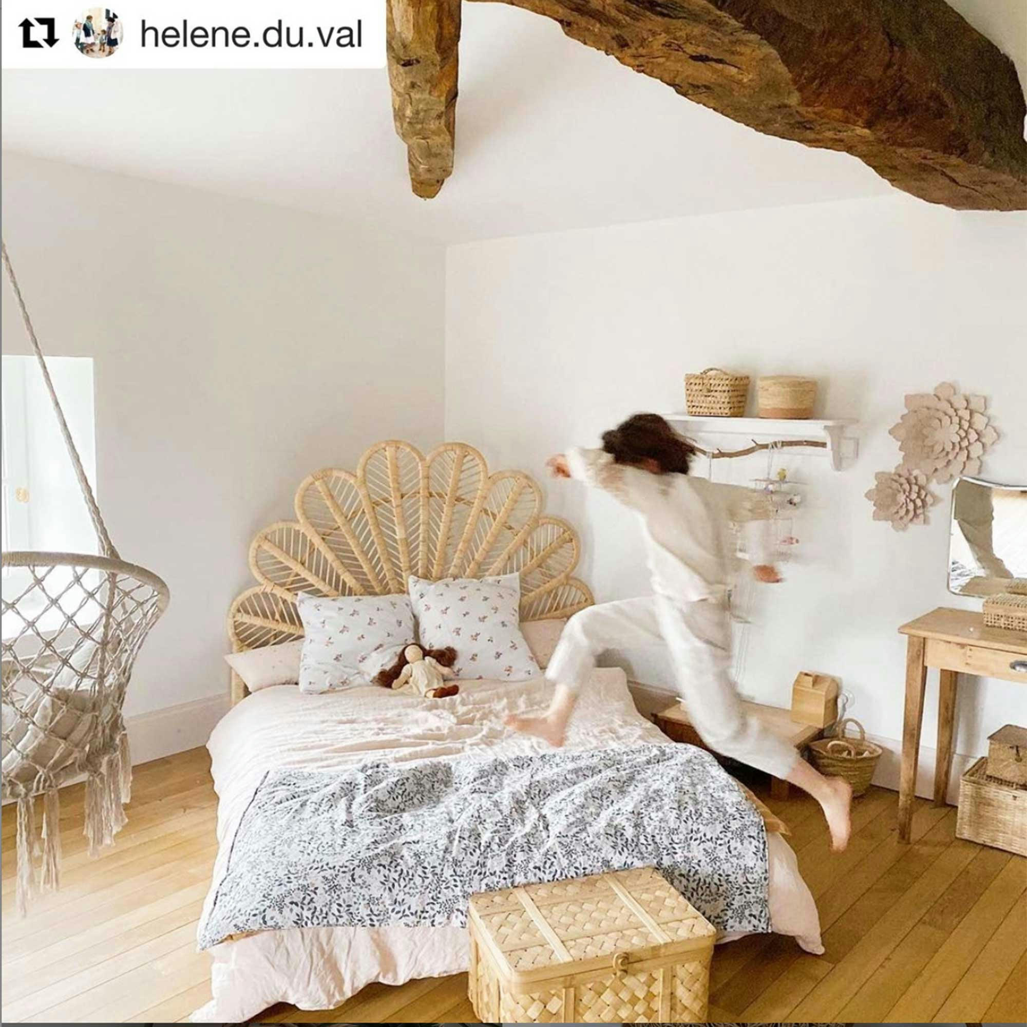 DALIA - Tête de lit rotin fleur