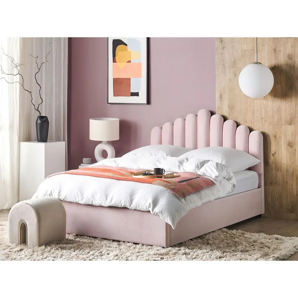VINCENNES - Bed met opbergruimte - Roze - 160 x 200 cm - Fluweel