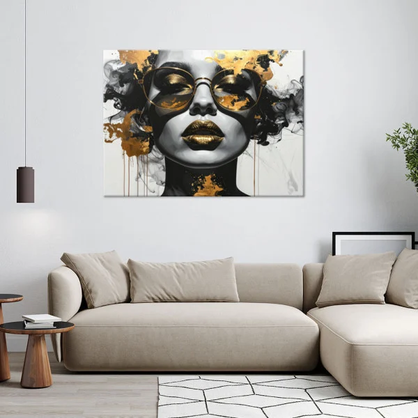 Obraz na płótnie do salonu sypialni, Kobieta Glamour Portret Czarno 30x20