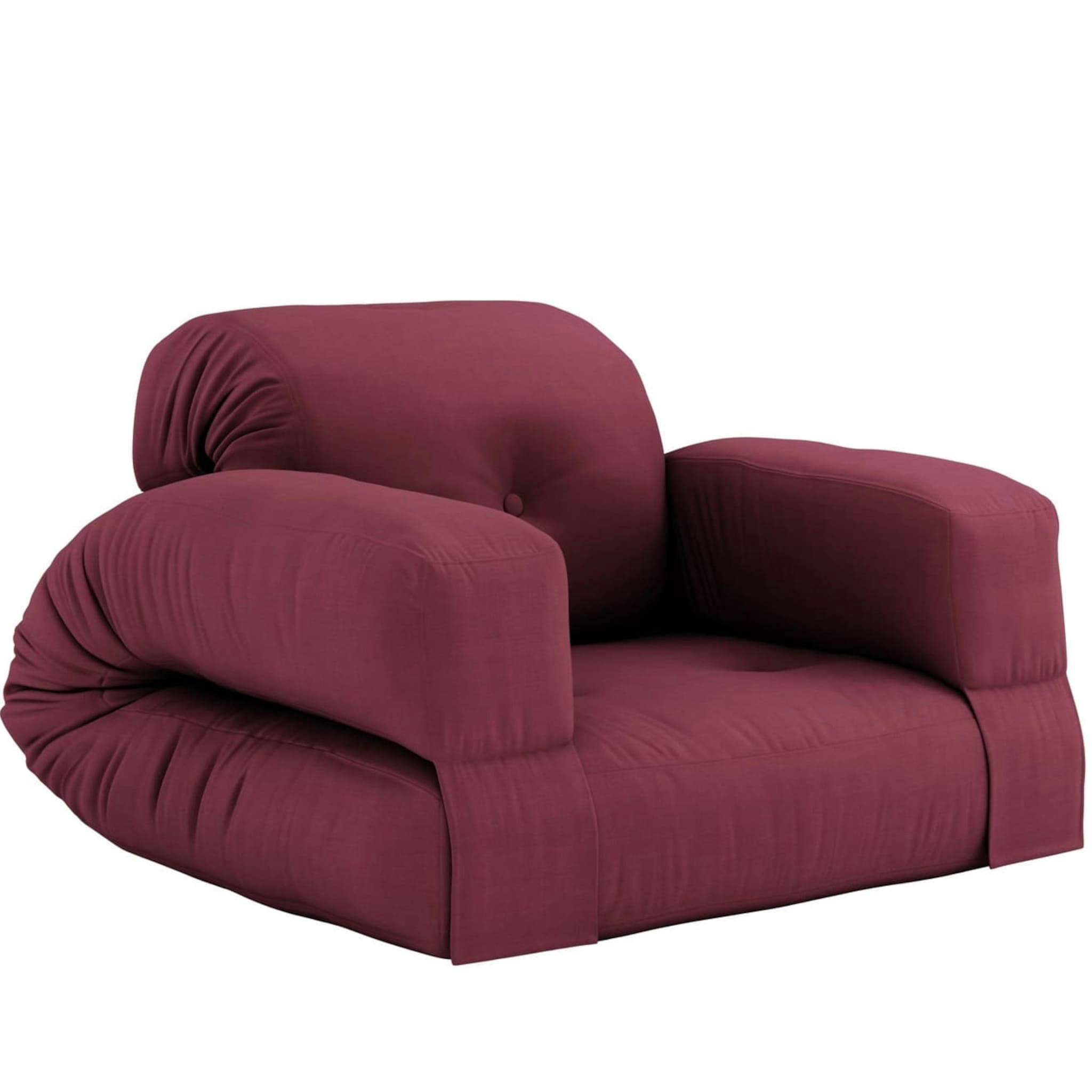 - Matelas 90x200 et fauteuil en futon bordeaux 2 en 1