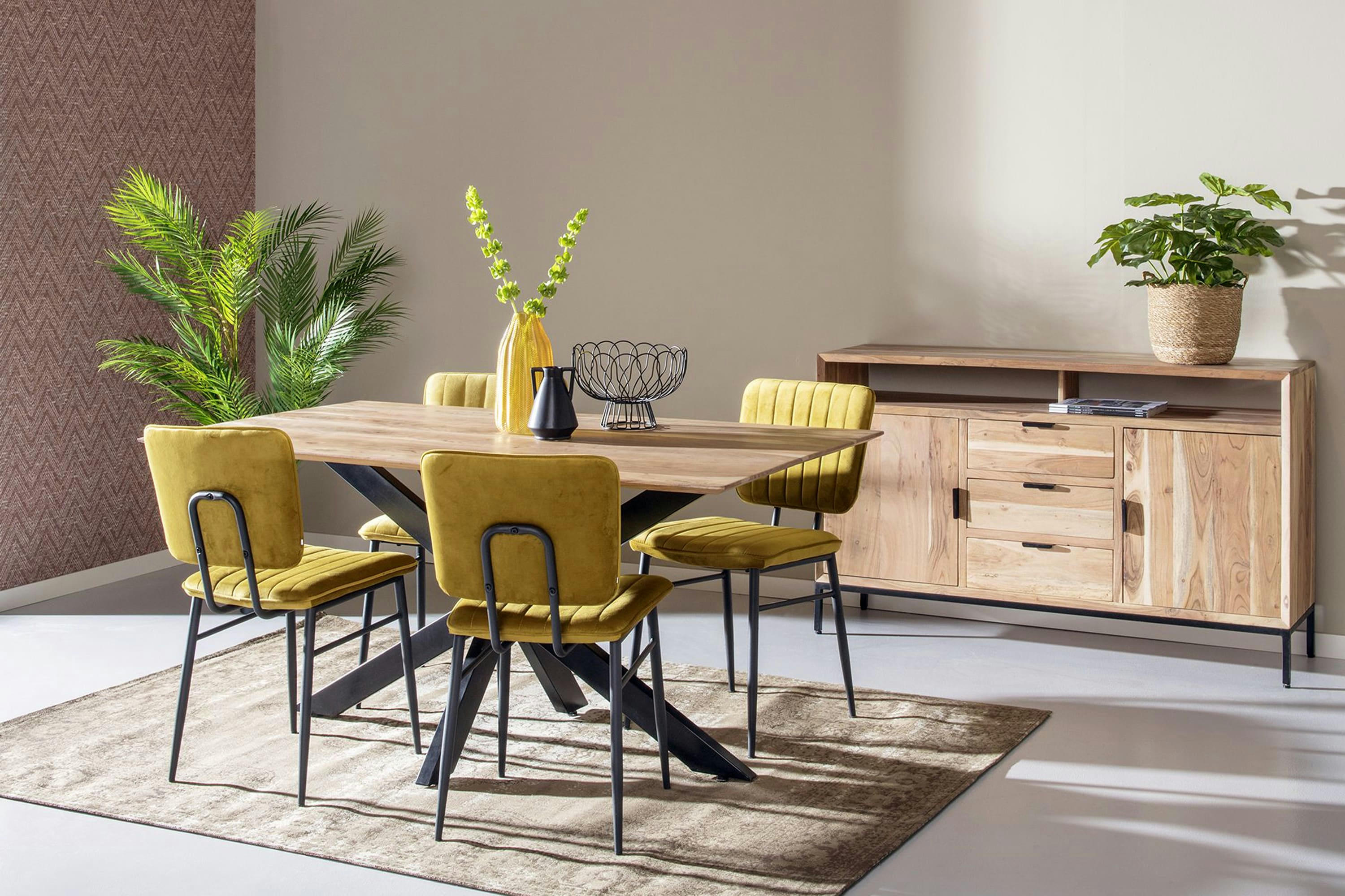 URBAN - URBAN-Buffet 2 portes 3 tiroirs en bois d'Acacia massif et métal