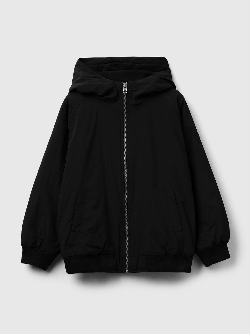 Nylon jacket with hood