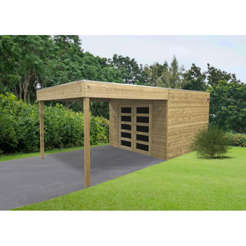 Abri de jardin en bois Matera traité 19 mm 2,98 x 2,9   2,87 m SOLID