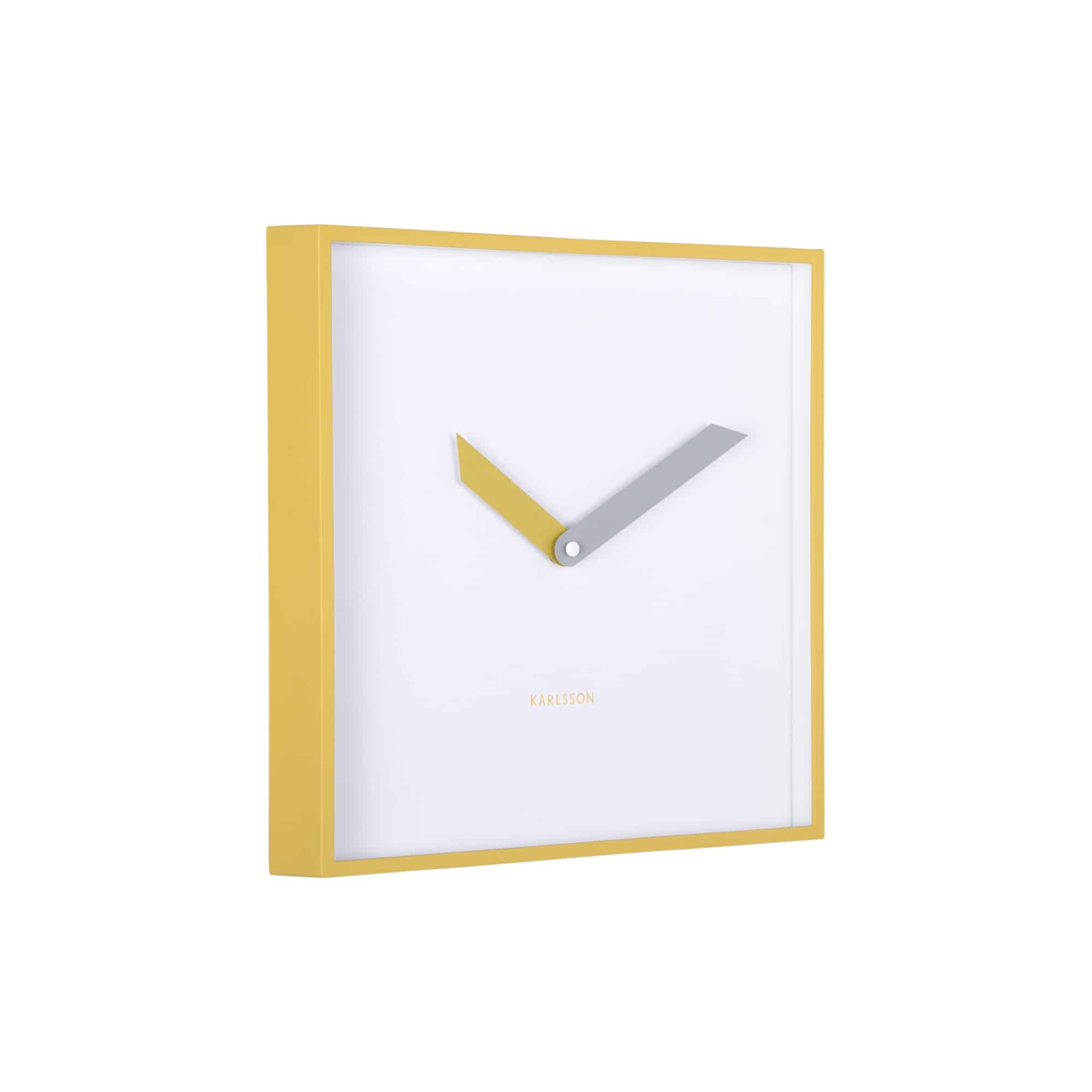 Karlsson wandklok Cool Retro Cuadrado - geel - 28.3x28.3x28.3cm
