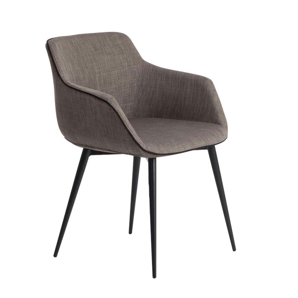 - Fauteuil en tissu gris et acier noir