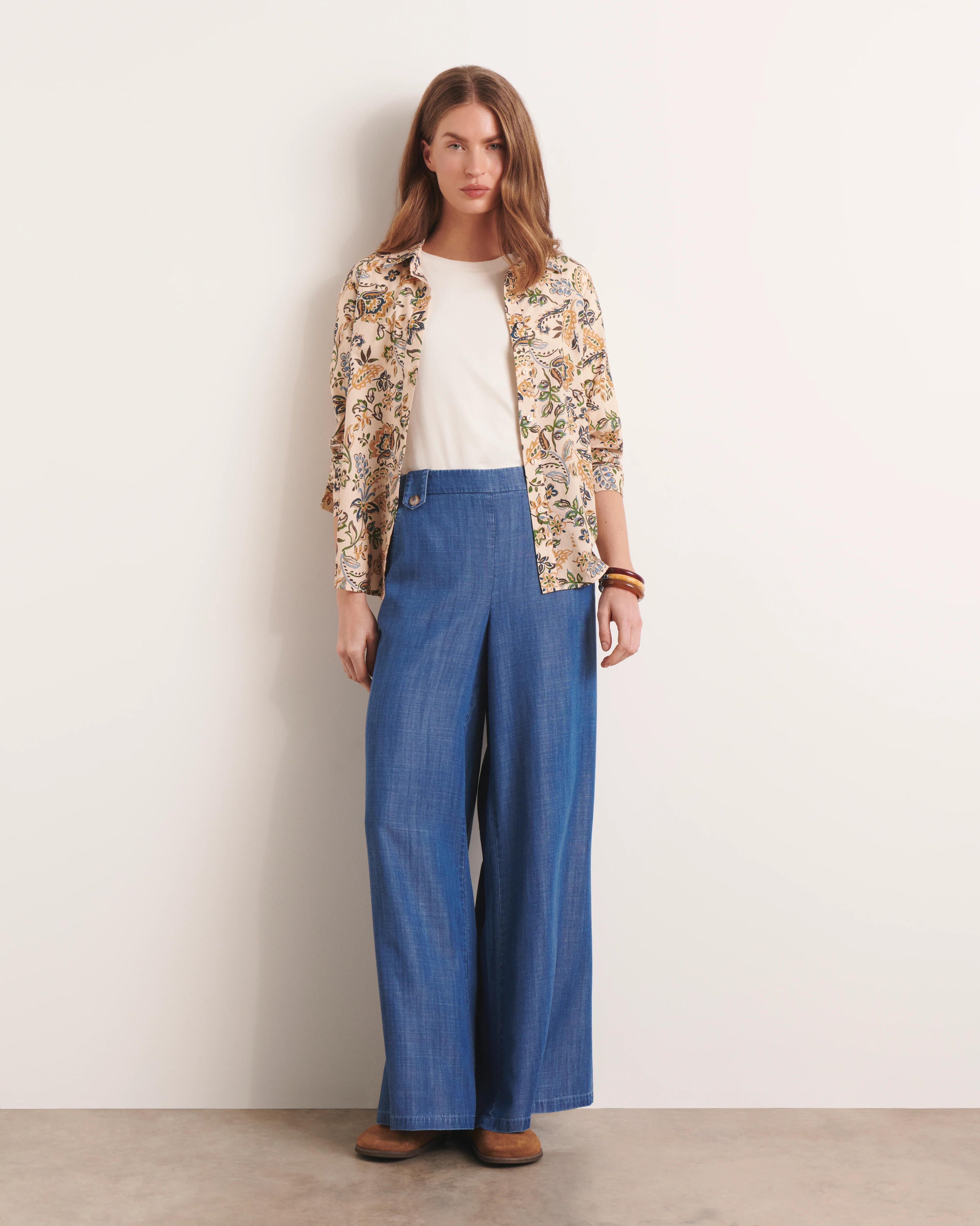 Pantalon fluide palazzo bleu PONCTUEL/13142/296