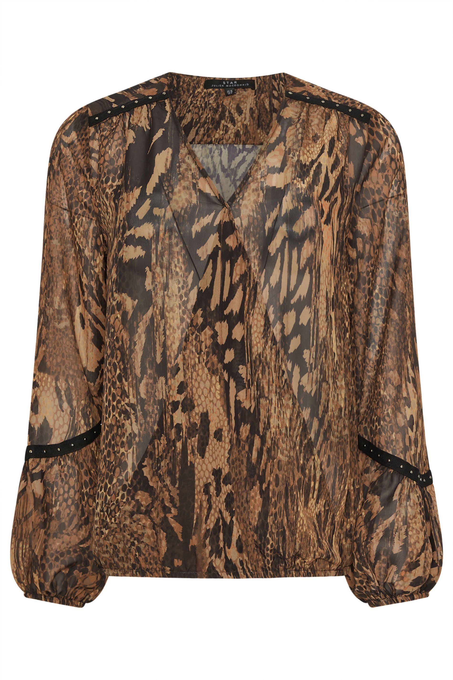 Star by Julien Macdonald Animal Print Stud Blouse