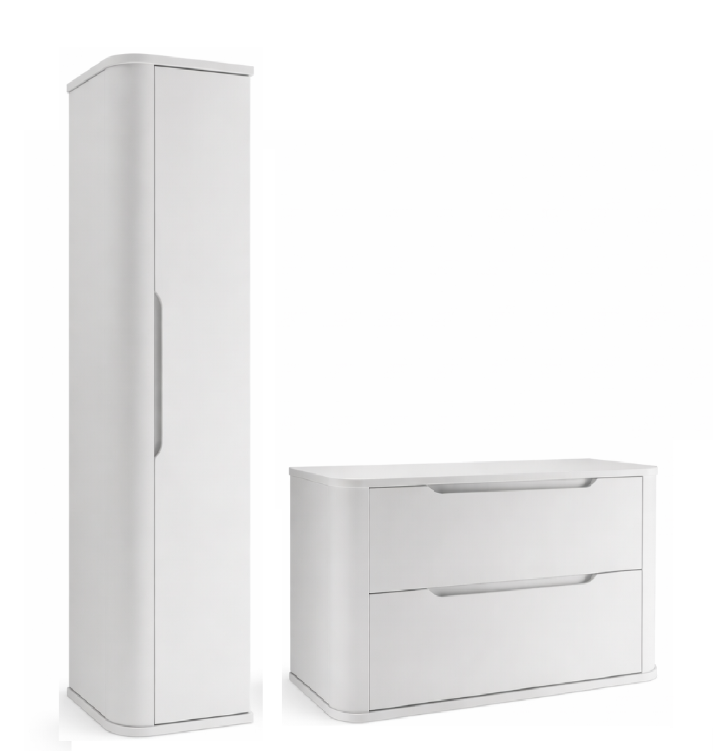 Biały Zestaw do Łazienki 80cm Szafka z Blatem Słupek Zaokrąglenia Oval