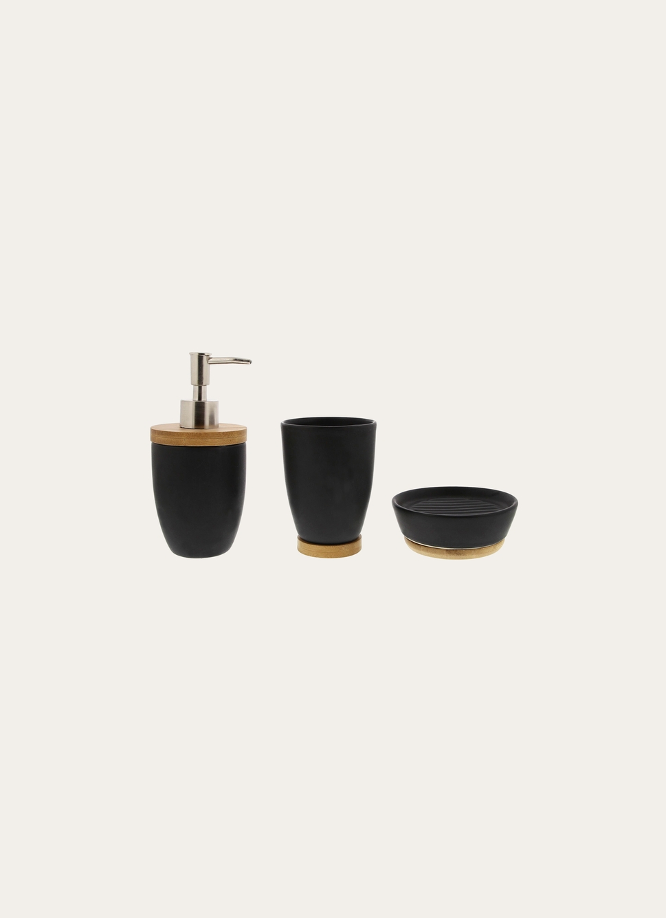 DISTRIBUTEUR DE SAVON EN GRÈS ET BAMBOU NOIR/BAMBOU