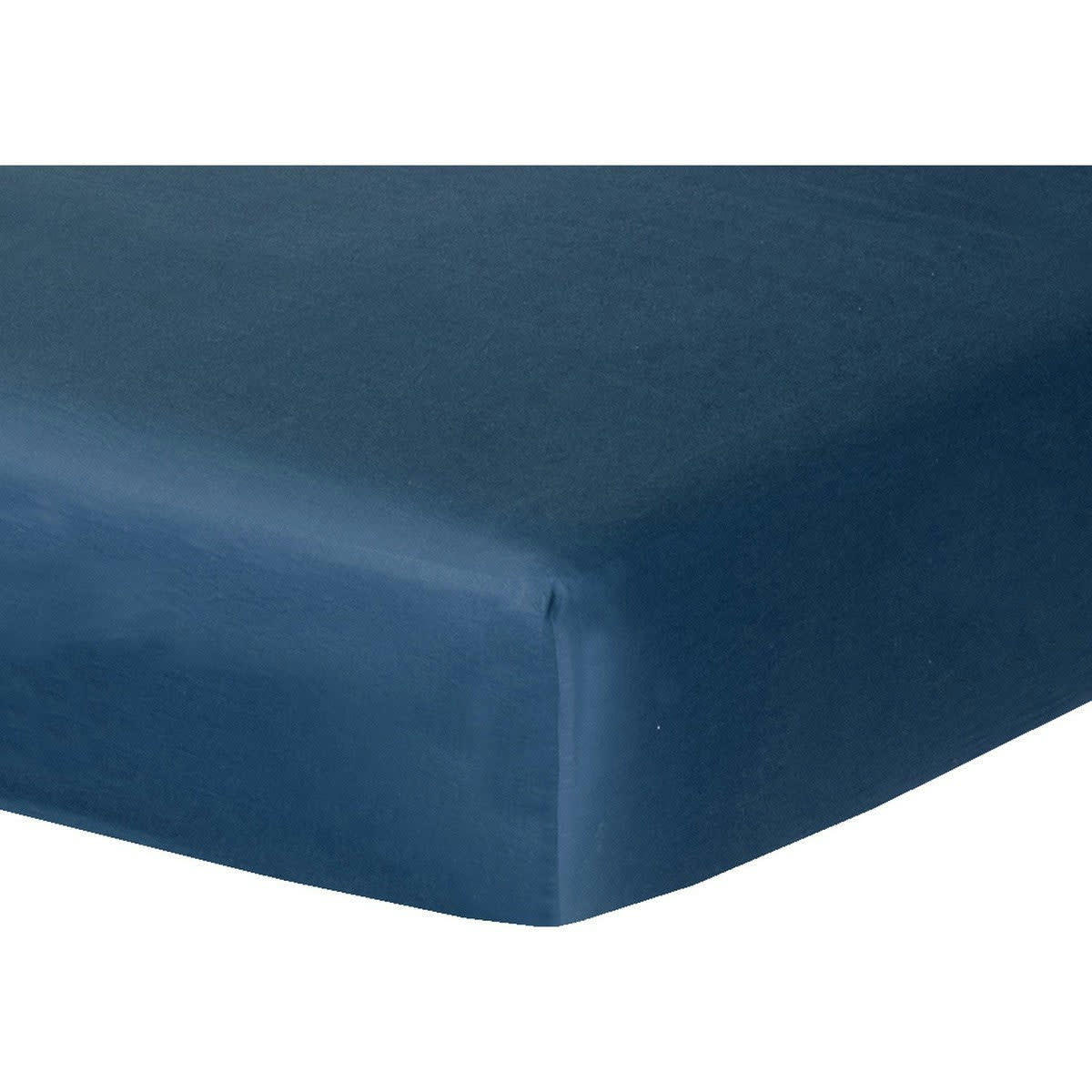 JULIA - Drap housse satin de coton  160x200x30 bleu nuit