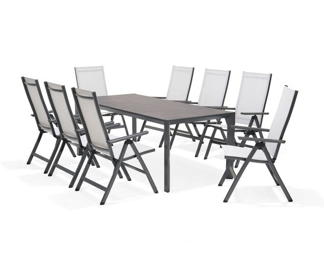 Frankie-Eden 9 Piece Dining Setting (Gunmetal Grey)