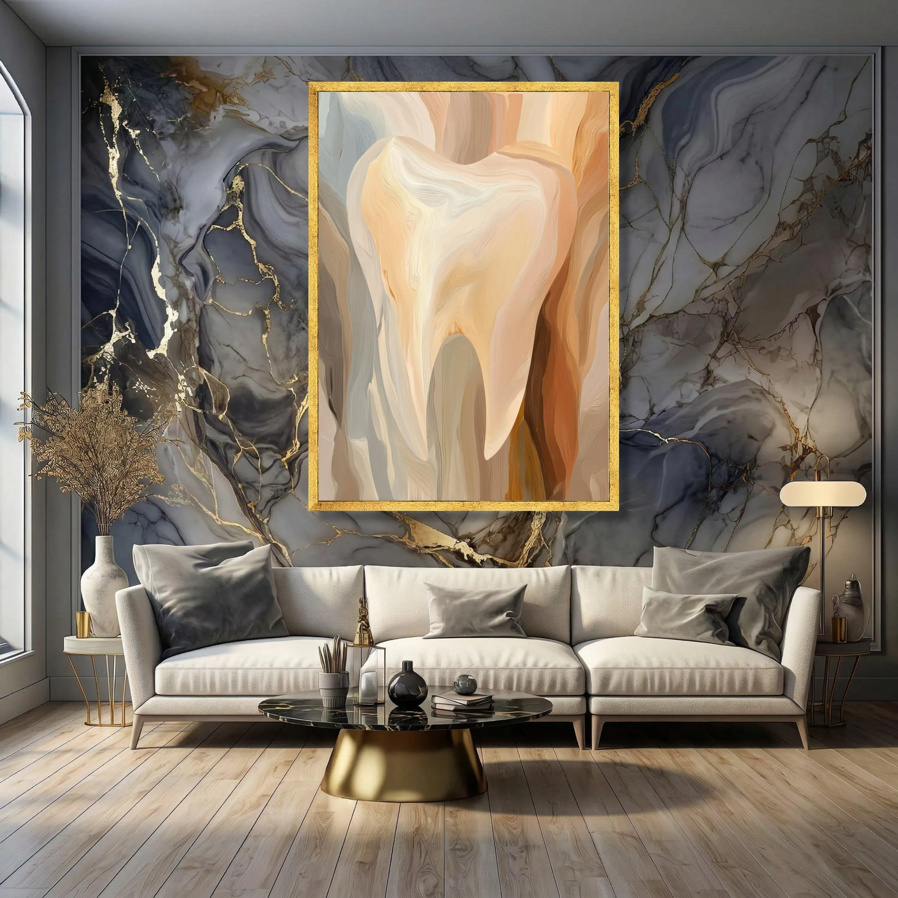 Close-up Tooth Canvas Art, Dentist Office Wall Decor, Modern Dental Painting, Neutral Tones Canvas, Professional Clinic Artwork