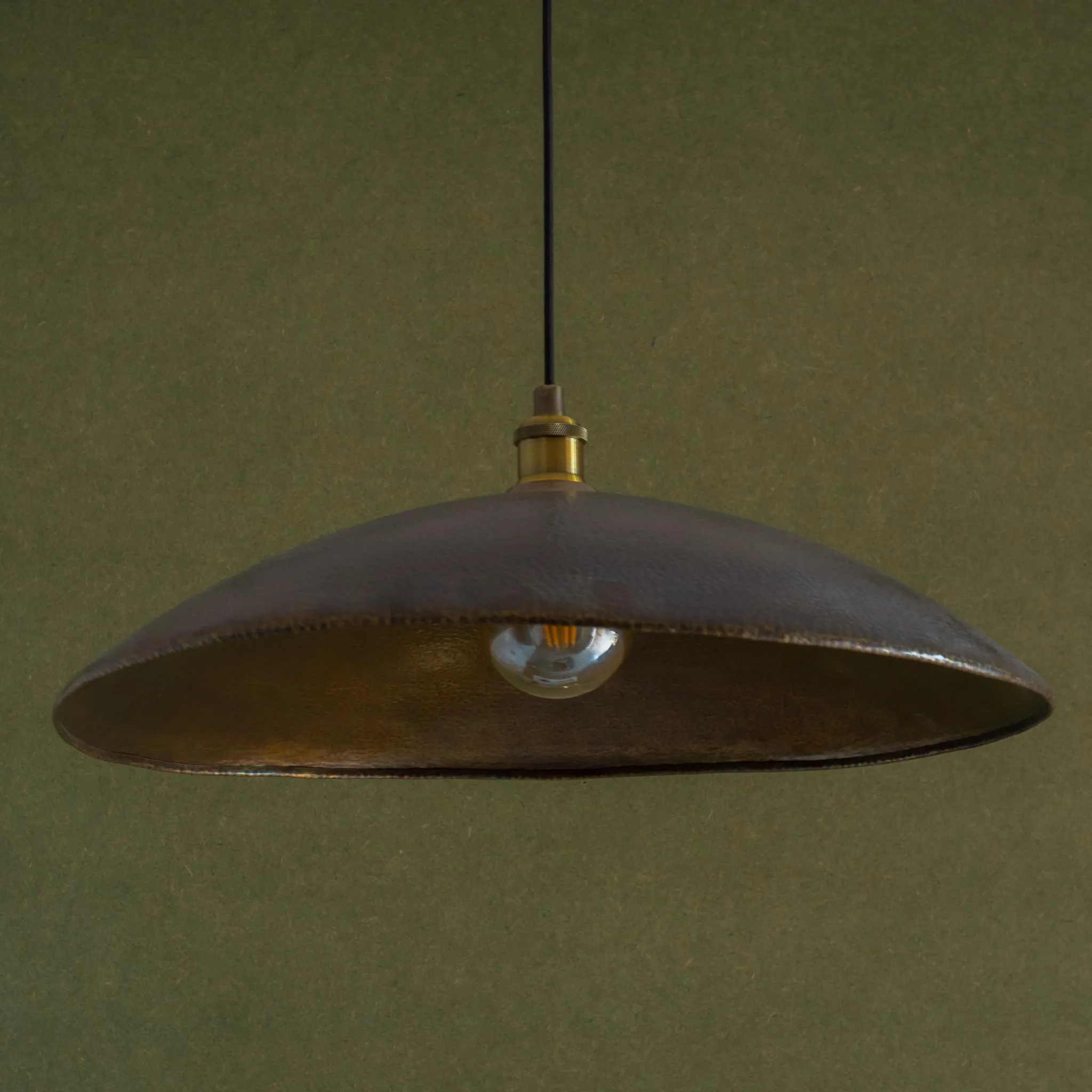 Hammered Aged Brass Pendant Light – Vintage Kitchen Island Lighting