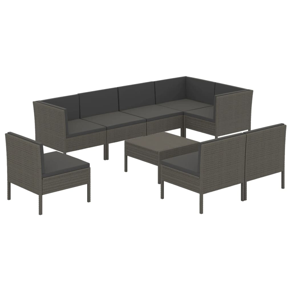 Zestaw wypoczynkowy do ogrodu Szary Technorattan 5x sofa środkowa   3x