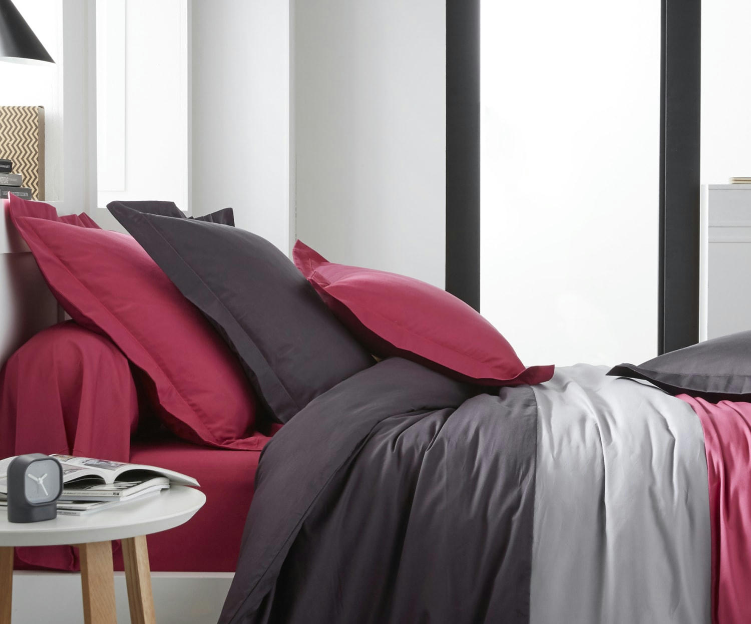 TRICO - Parure housse de couette coton gris 220x240 cm