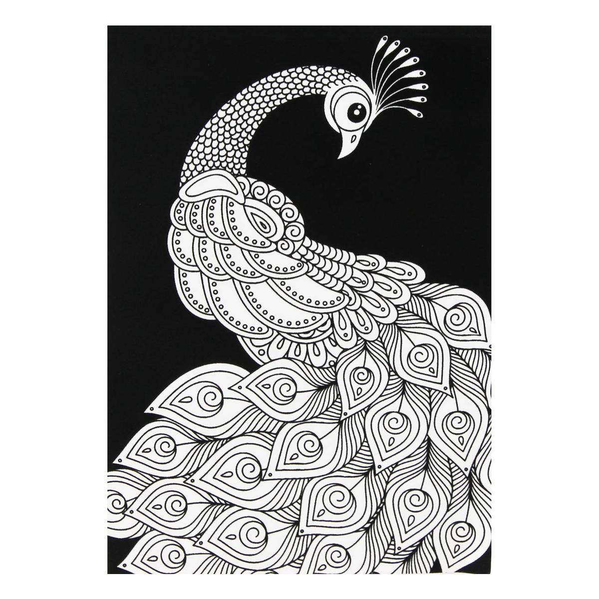Peacock Colour-In Velvet Picture