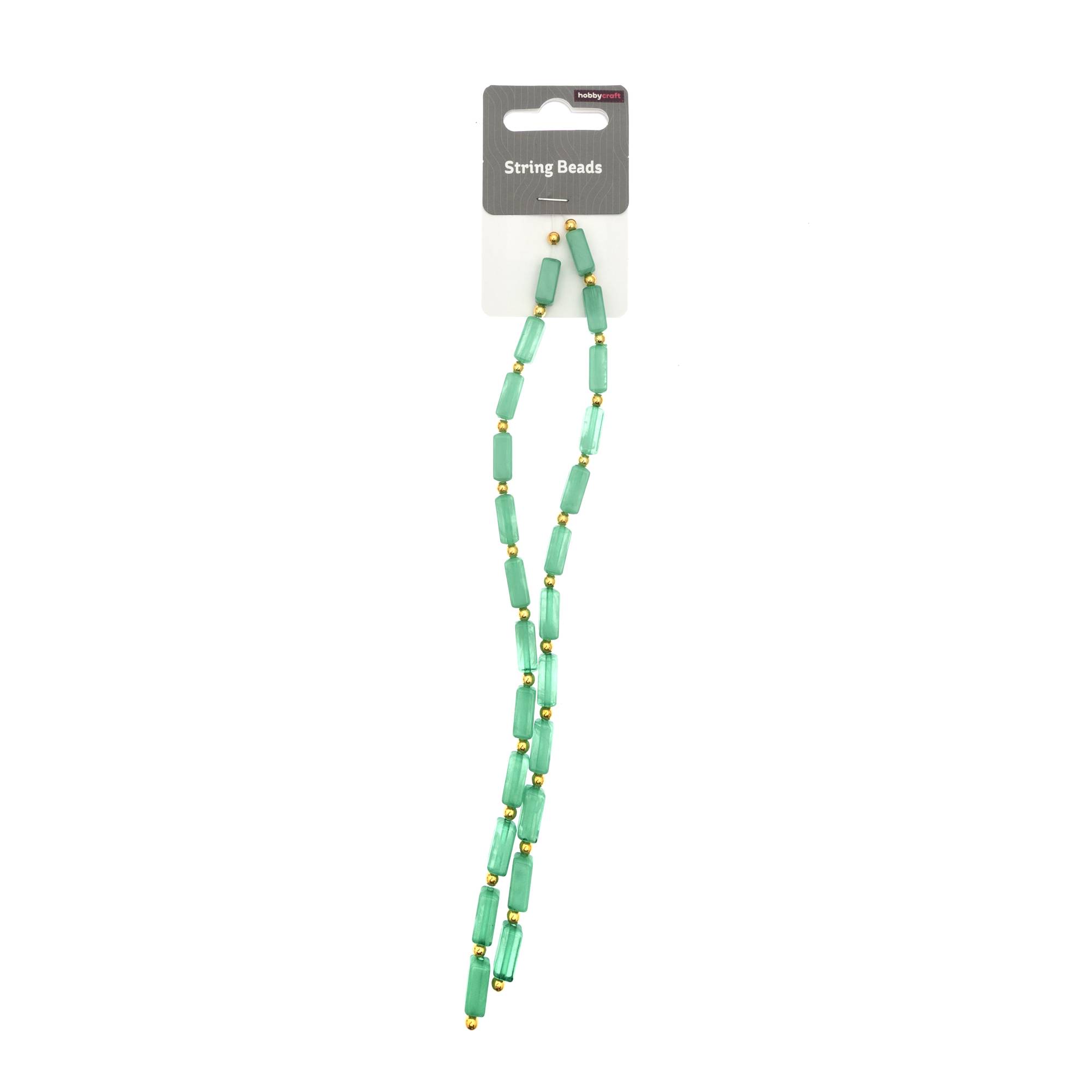 Green and Gold String Beads 18cm 2 Pack