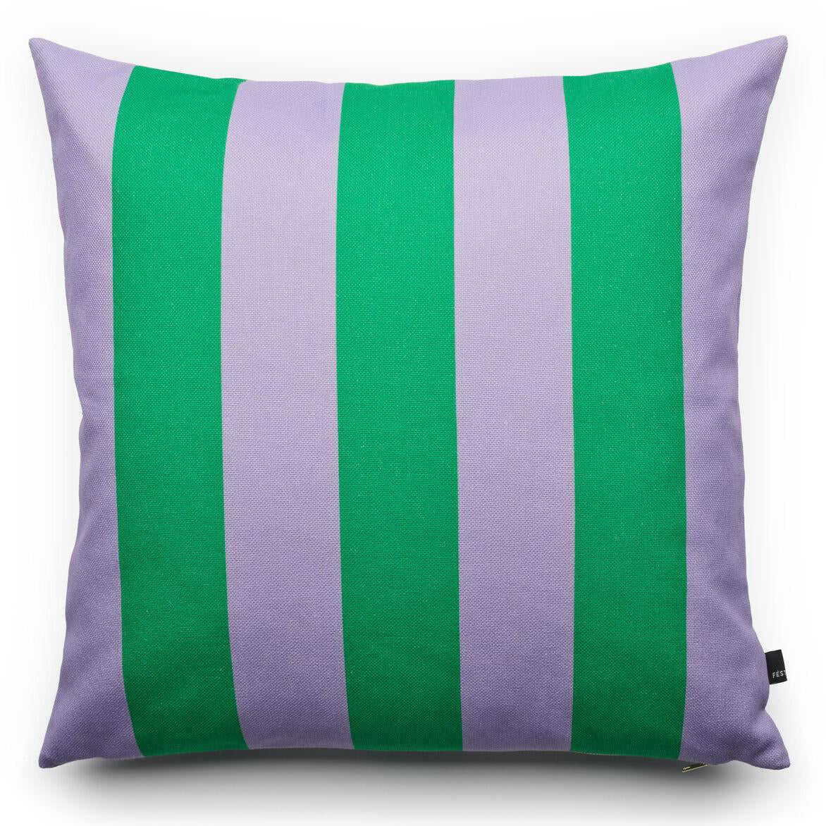 FÉST Stripes & Checks SIerkussen 60 x 60 cm - Green / Purple
