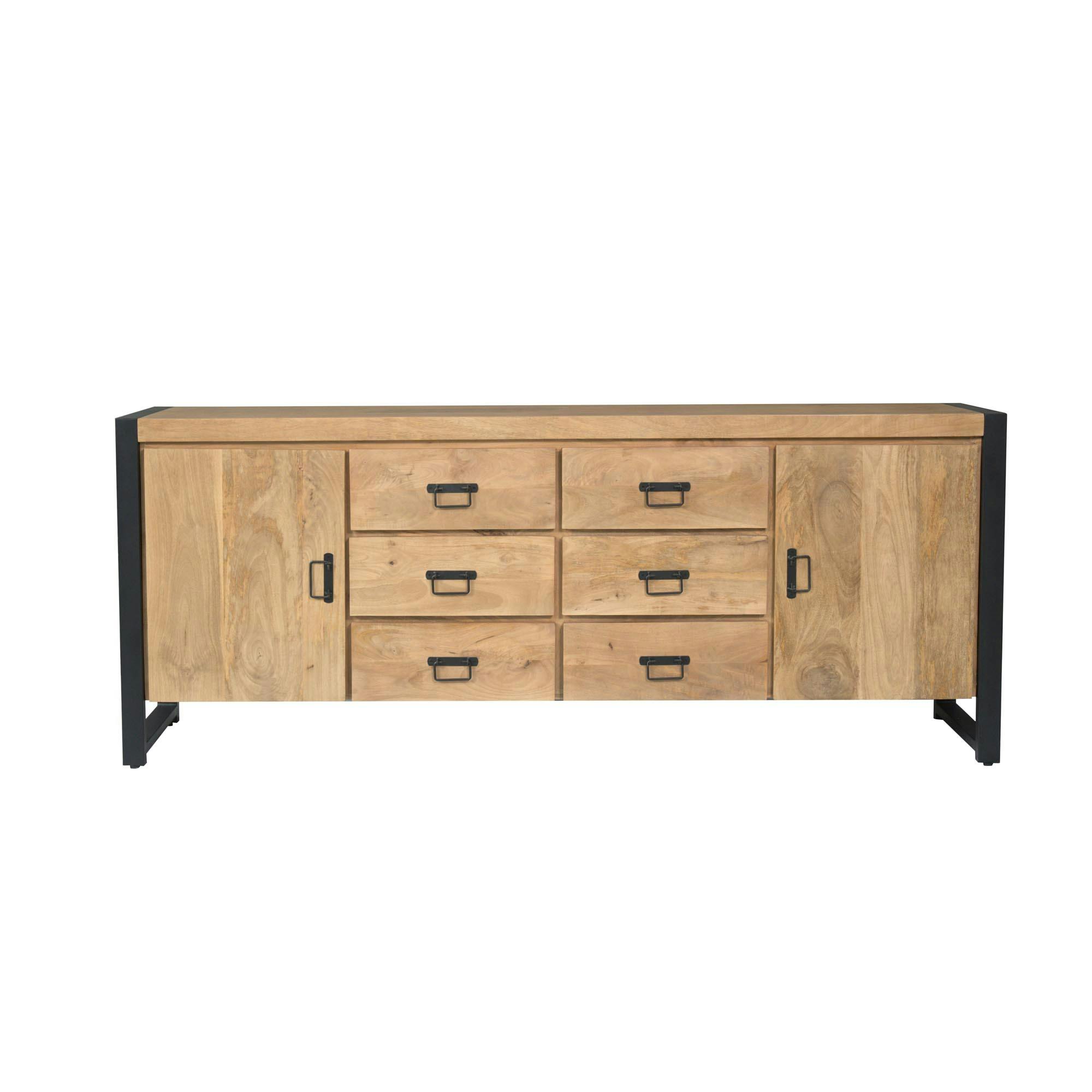 Buffet XXL bois clair 2 portes style campagne chic MILORA