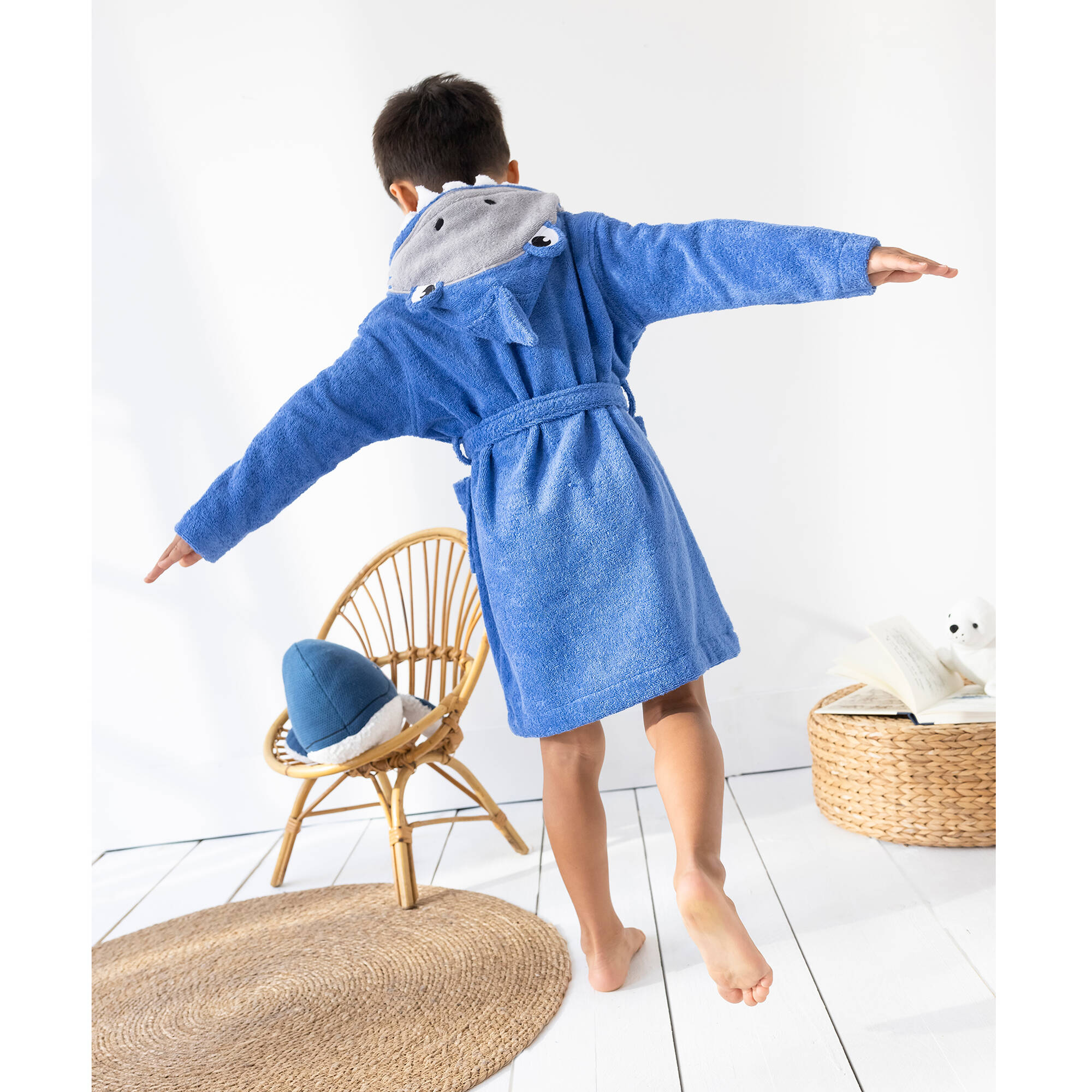 Peignoir de bain enfant requin éponge coton - 340g/m²