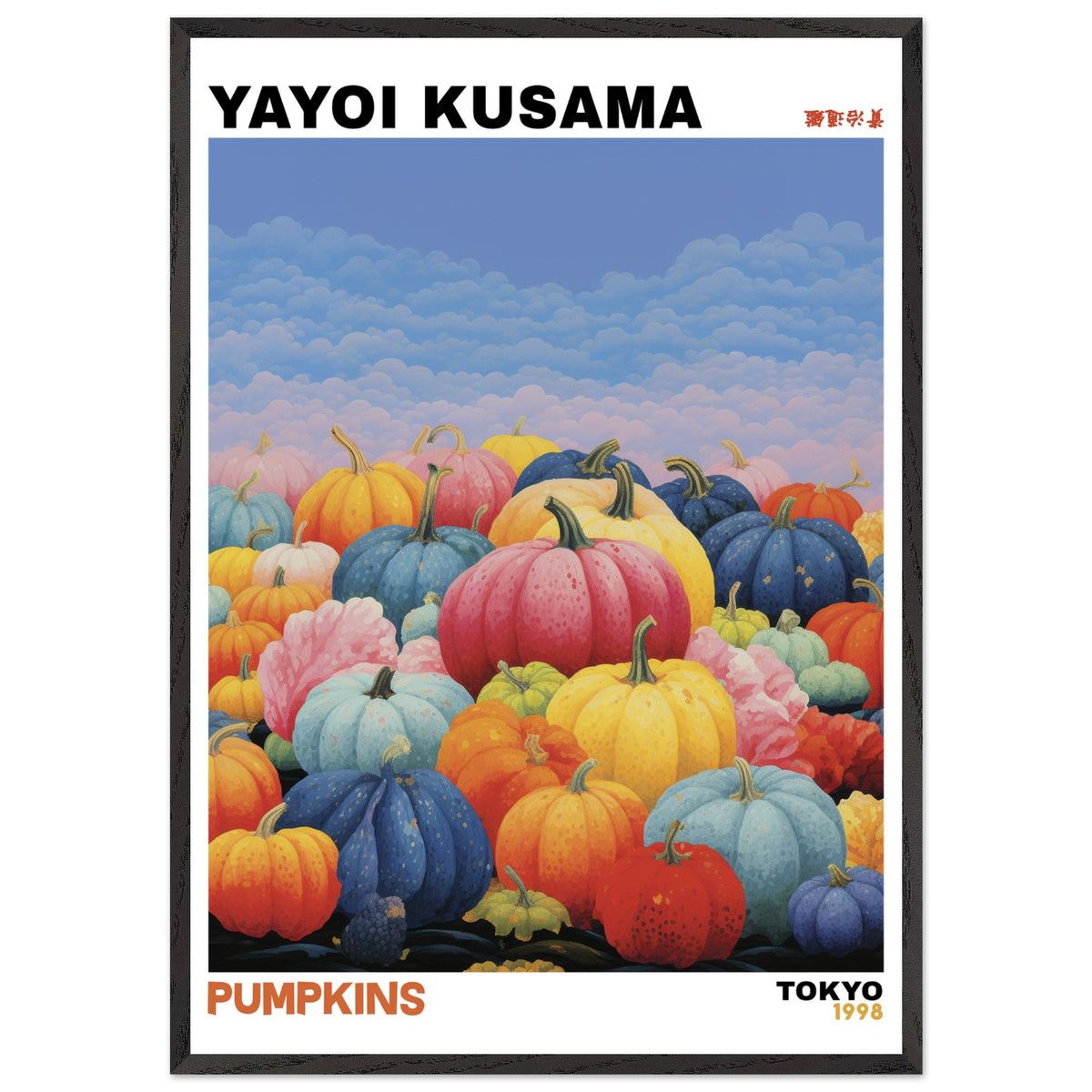 Artfulprints Poster met Lijst Yayoi Kusama - Pumpkins  - 70x100 cm - Meerkleurig