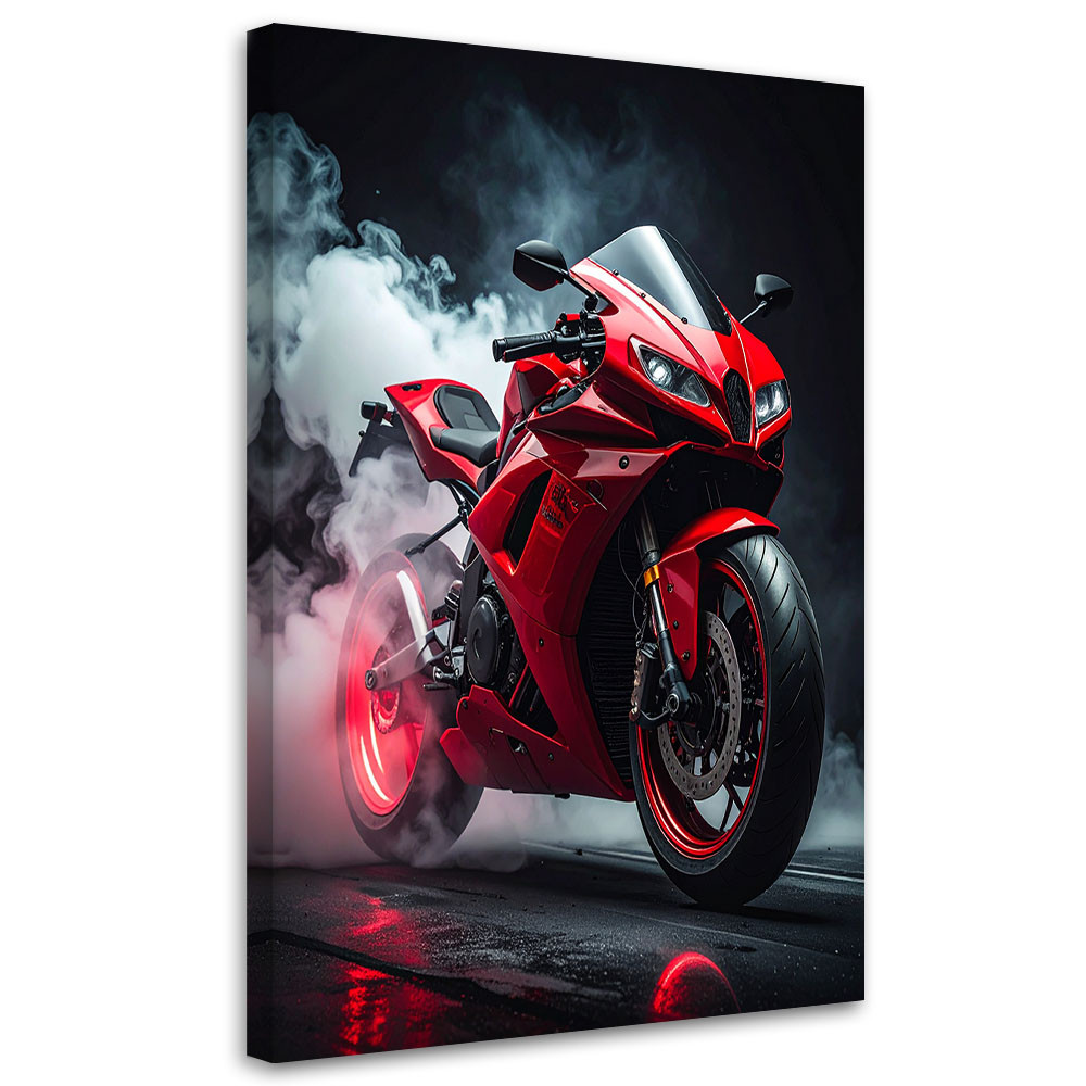 Obraz do salonu biura pokoju nastolatka, Czerwony Motocykl Motor 20x30
