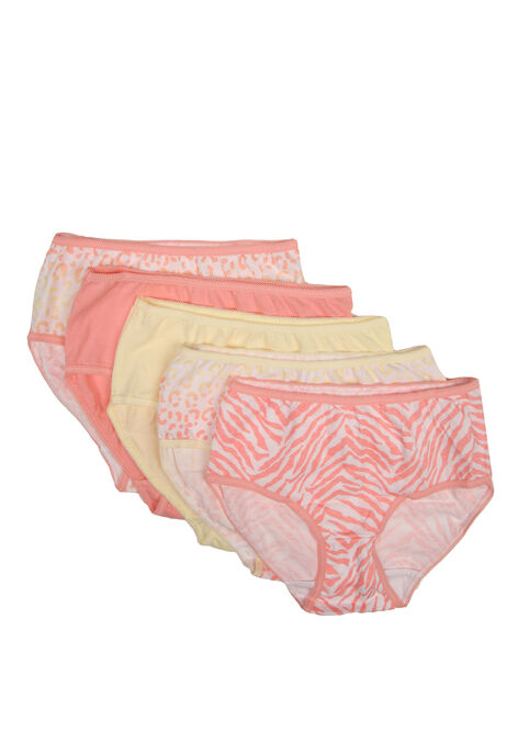 Older Girls 5pk Coral Animal Print Briefs