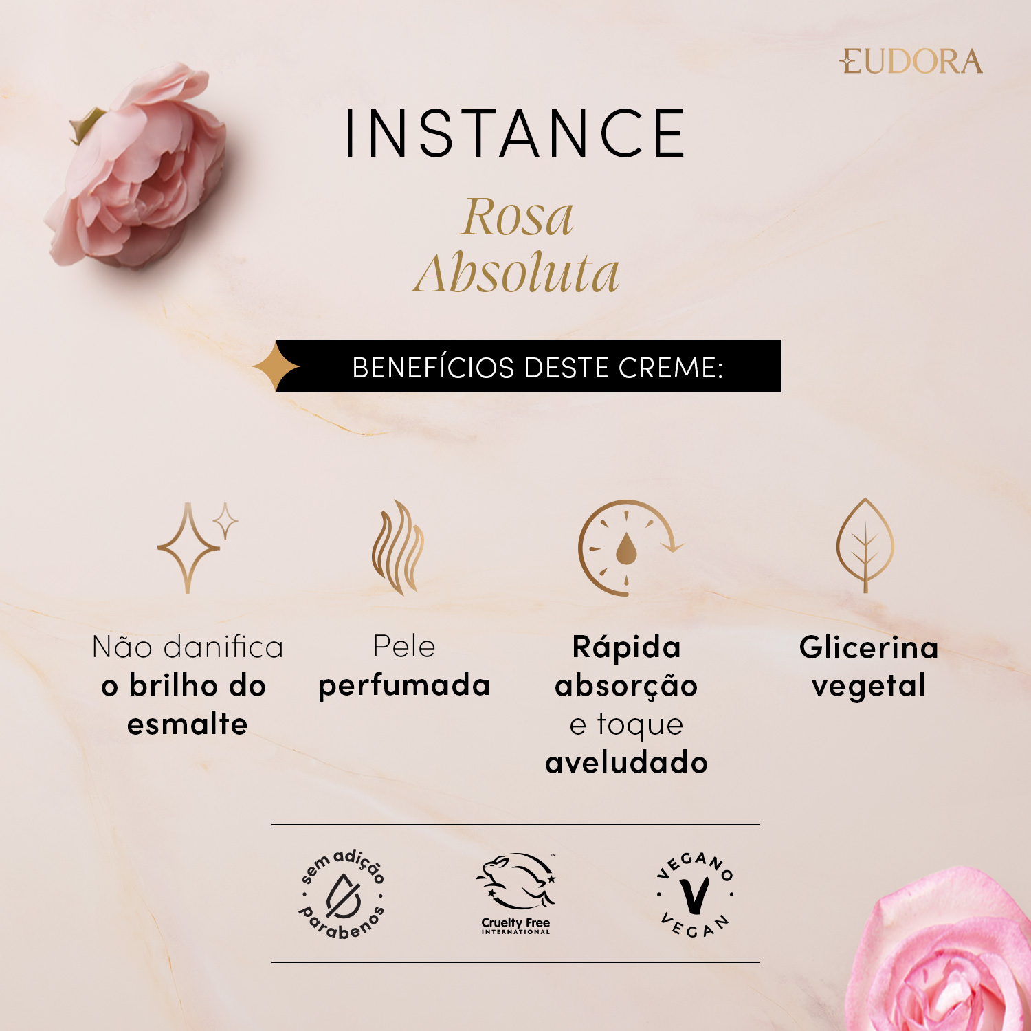 Creme Perfumado para Mãos Instance Rosa Absoluta 30g