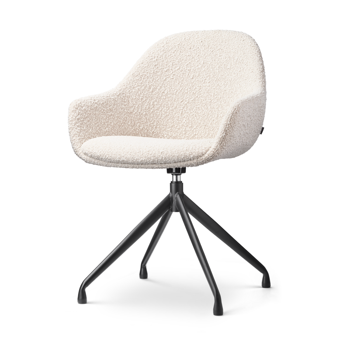 Nolon Nola-Mae Eetkamerstoel Bouclé Beige - Draaibaar Zwart Onderstel