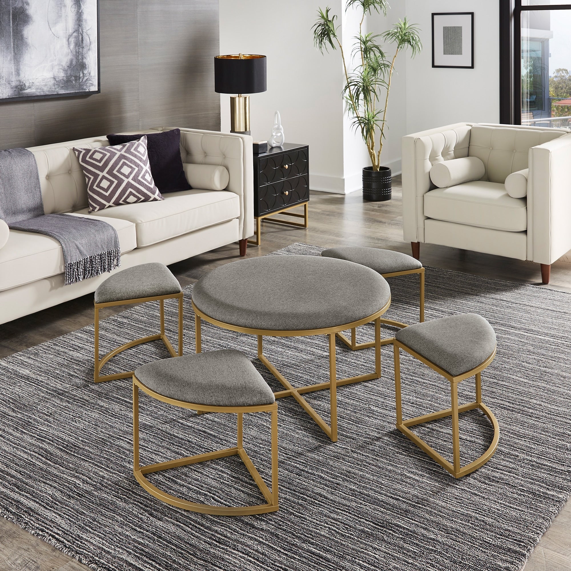 Gabin Coffee Table with Nesting Stools by iNSPIRE Q Modern