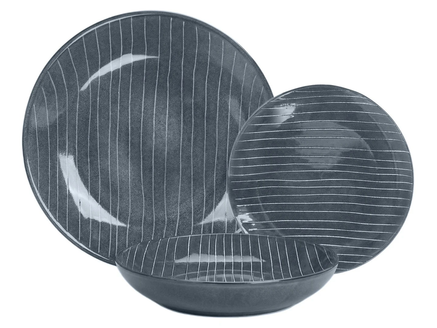 Komplet obiadowy ceramiczny Norde Avenue Grey 12 el. szary