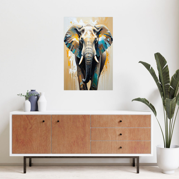 Naklejka na ścianę Feeby Słoń imitacja farby olejnej 20x30