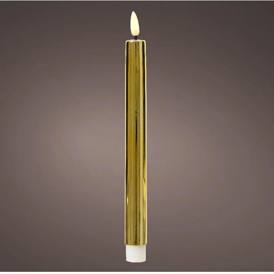 Lumineo LED dinerkaarsen - 2x st - goud - 24,5 cm - glimmend