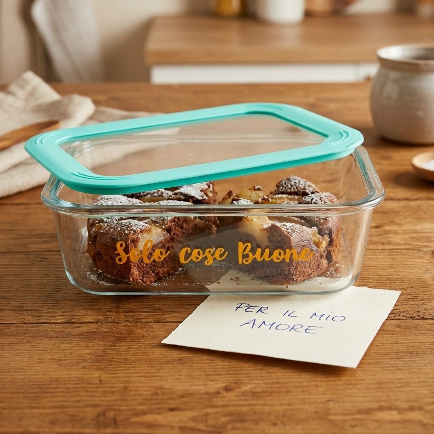 Contenitore alimentare in vetro borosilicato 1 L Color Bloom