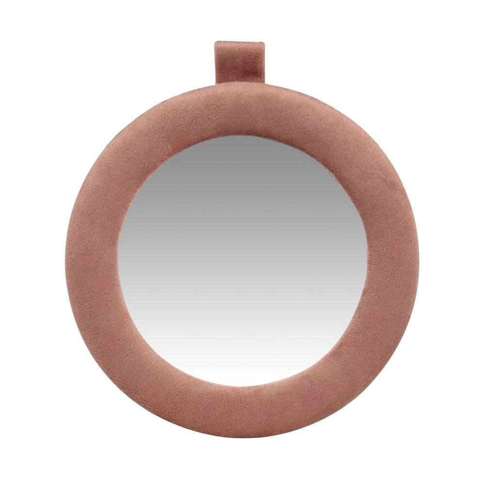ROSAE - Miroir rond en velours rose 15x17