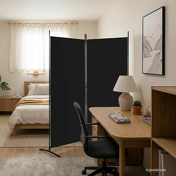Cloison de séparation 2 panneaux Noir 175x180 cm Tissu vidaXL