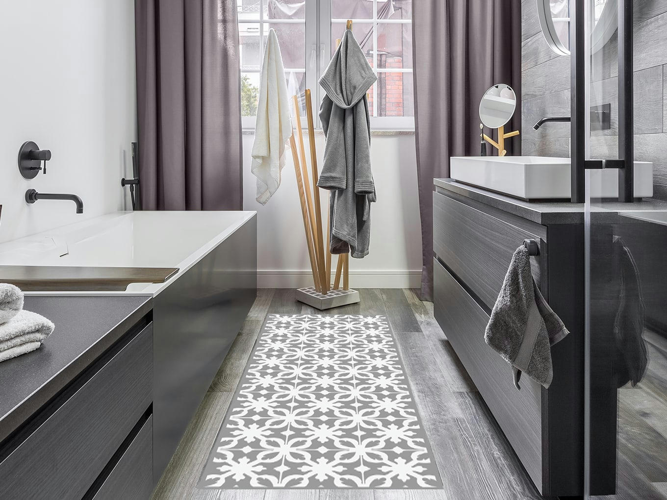 - Tapis vinyle Castiglione gris 65x180cm