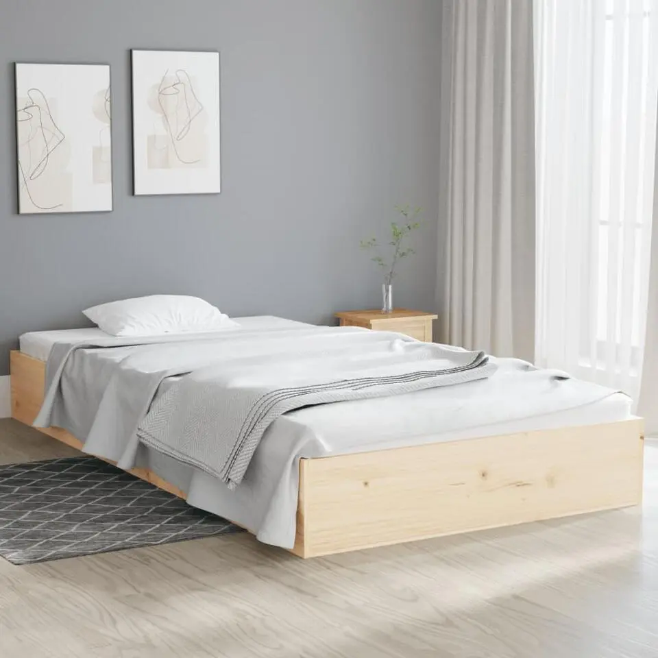 vidaXL - Bed frame pallet met lattenbodem - Naturel- Massief hout - 90x200 cm